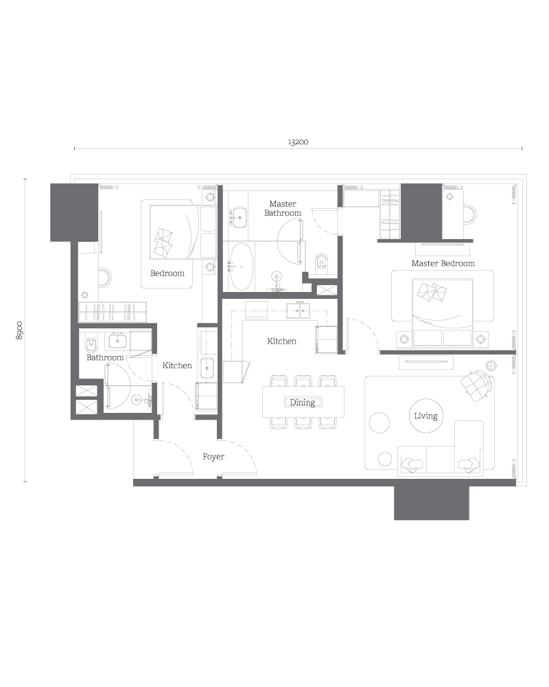 jewel residences 2 bedrooms dual-key
